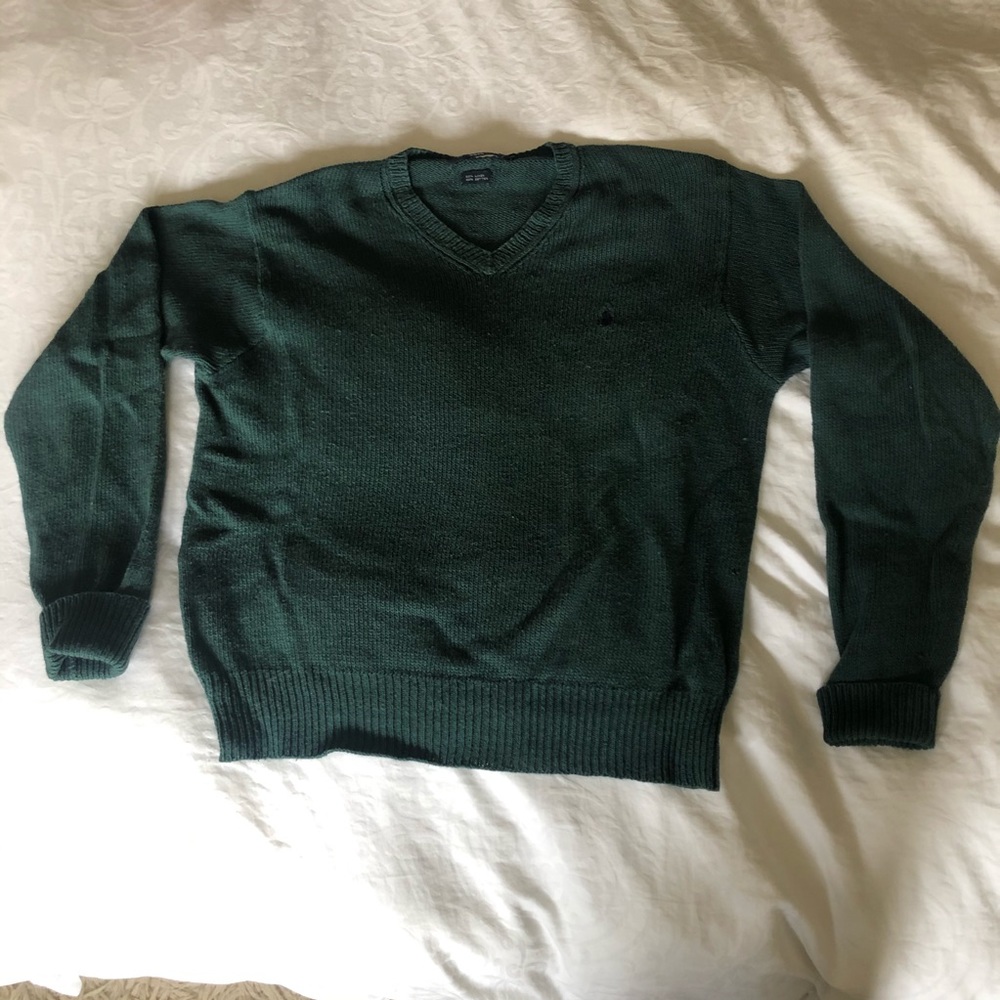Vintage Forest Green Ralph Lauren Polo V-Neck Sweater